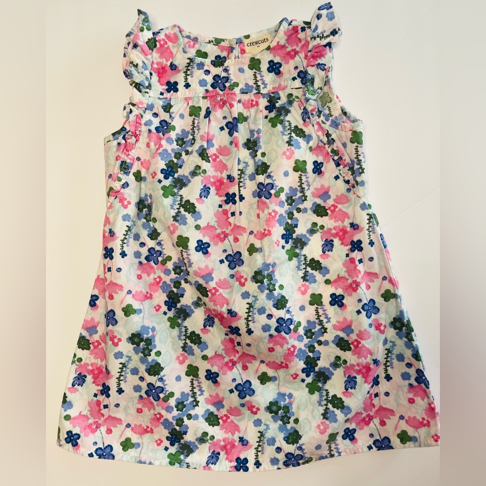 Crewcuts Girls Dress Size 3T Floral Print Flutter‎ Sleeve ALine Cottage Preppy